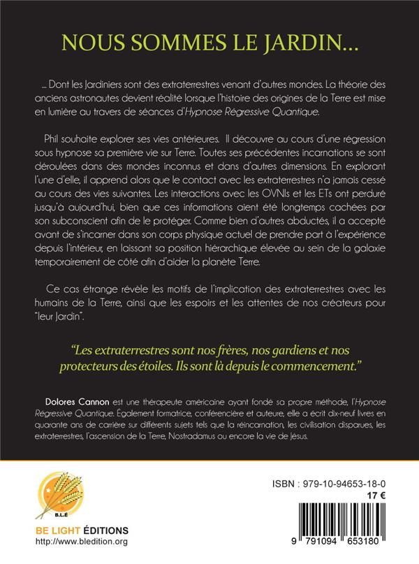 Quatrième de couverture de « LES JARDINIERS DE LA TERRE »