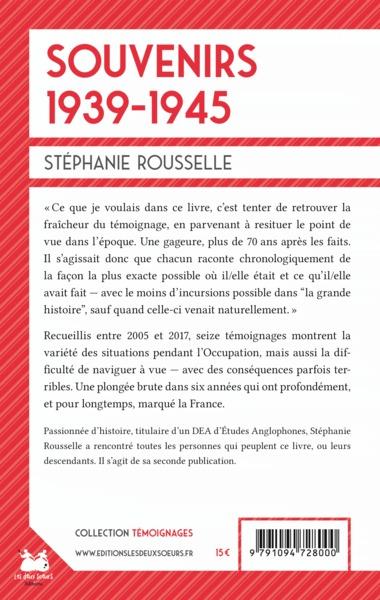 Quatrième de couverture de « SOUVENIRS 1939-1945 »