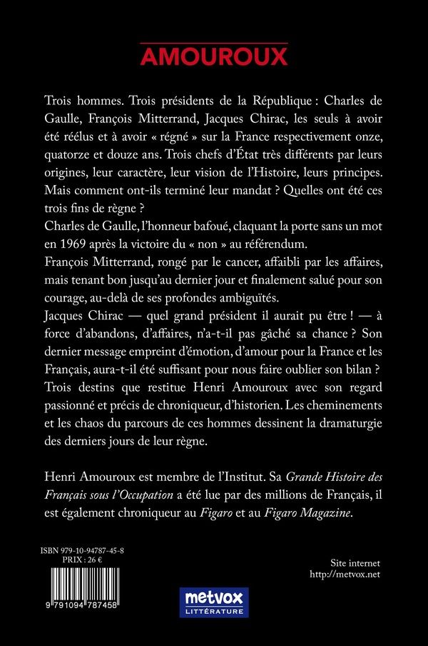 Quatrième de couverture de « TROIS FINS DE REGNE »