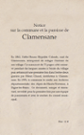 Quatrième de couverture de « NOTICE SUR LA COMMUNE ET LA PAROISSE DE CLAMENSANE - NOTICE SUR CLAMENSANE »