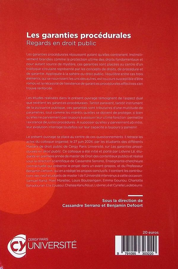 Quatrième de couverture de « Les garanties procédurales : regards en droit public »