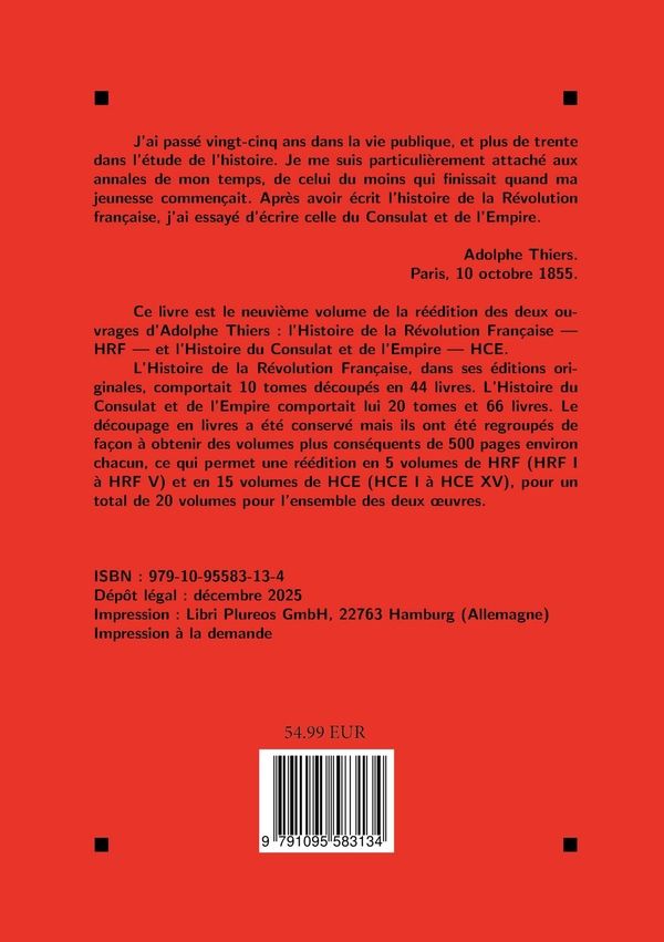 Quatrième de couverture de « REVOLUTION, CONSULAT, EMPIRE, VOLUME 9 »