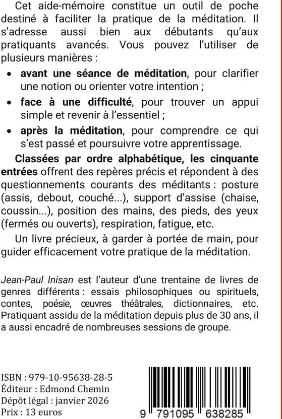 Quatrième de couverture de « Aide-mémoire de méditation : 50 repères pratiques »