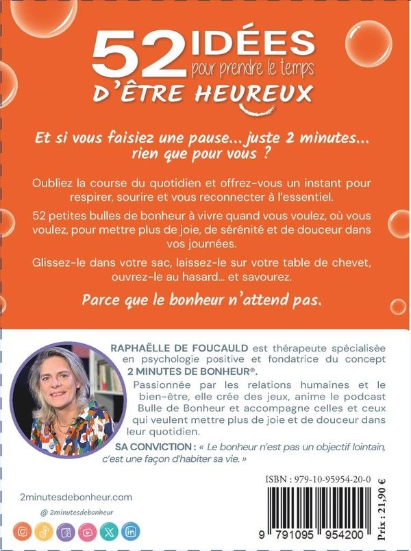 Quatrième de couverture de « 52 idées pour prendre le temps d'être heureux »