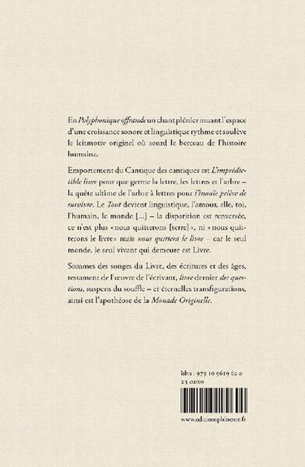 Quatrième de couverture de « L'imprédictible livre : trilogie »