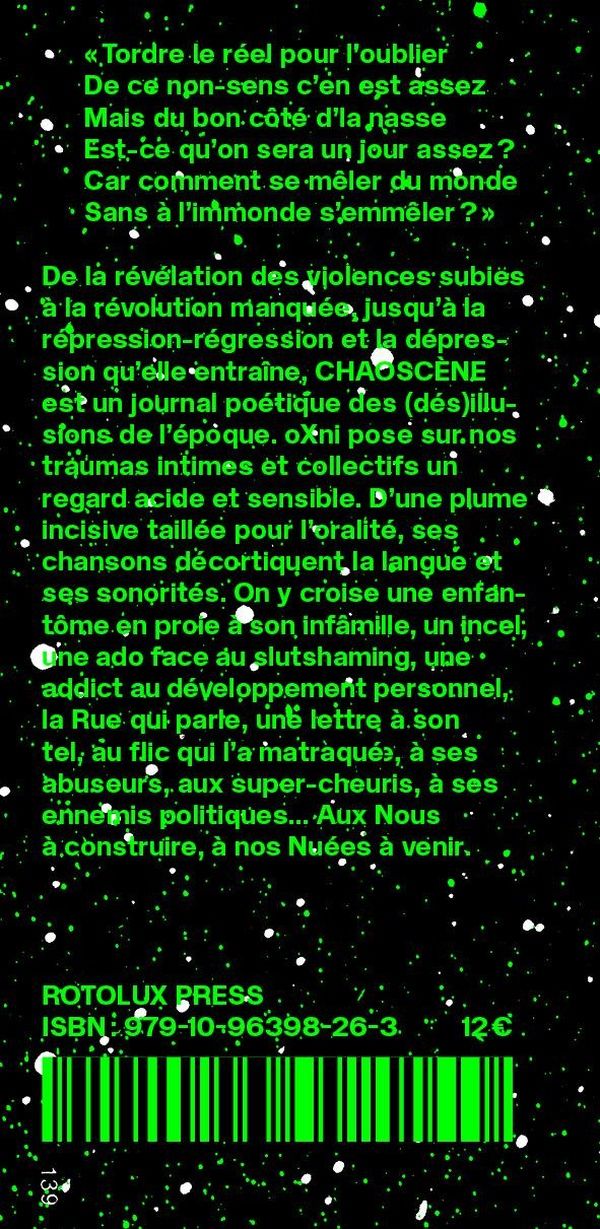 Quatrième de couverture de « Chaoscène »