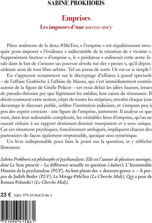 Quatrième de couverture de « EMPRISES »