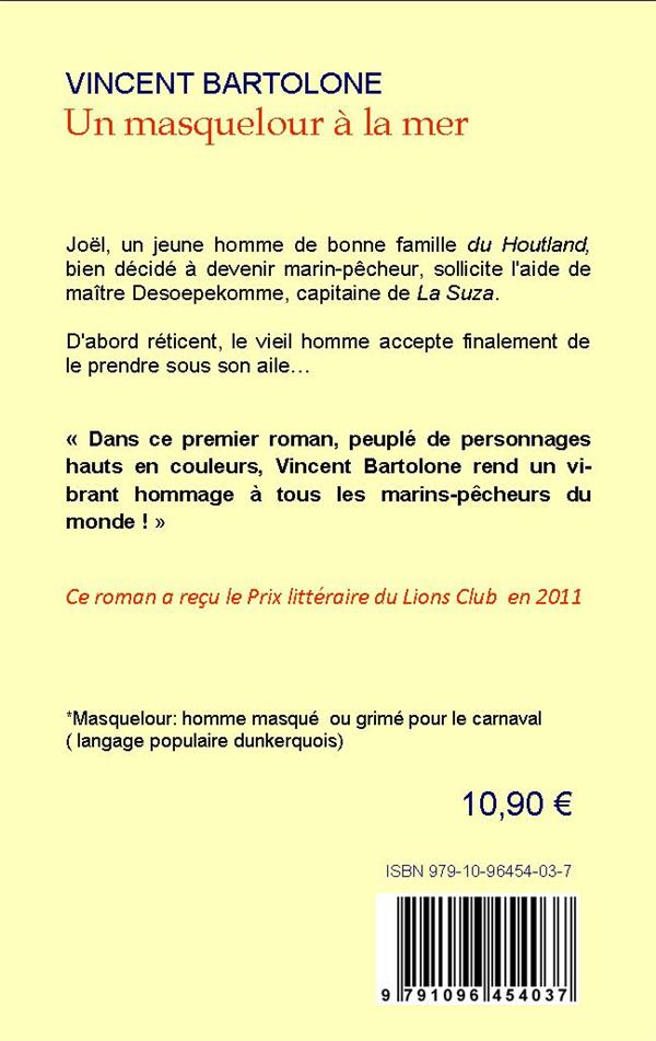 Quatrième de couverture de « UN MASQUELOUR A LA MER »