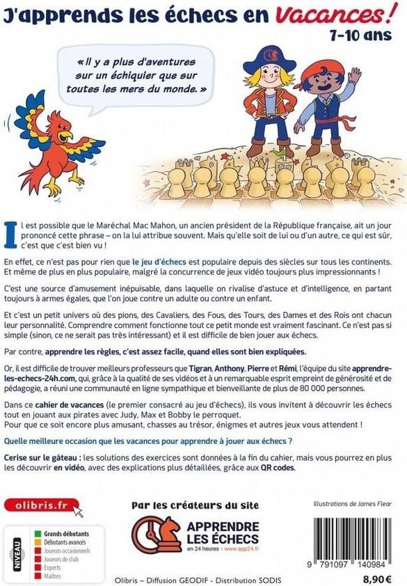 Quatrième de couverture de « J'apprends les échecs en vacances ! »