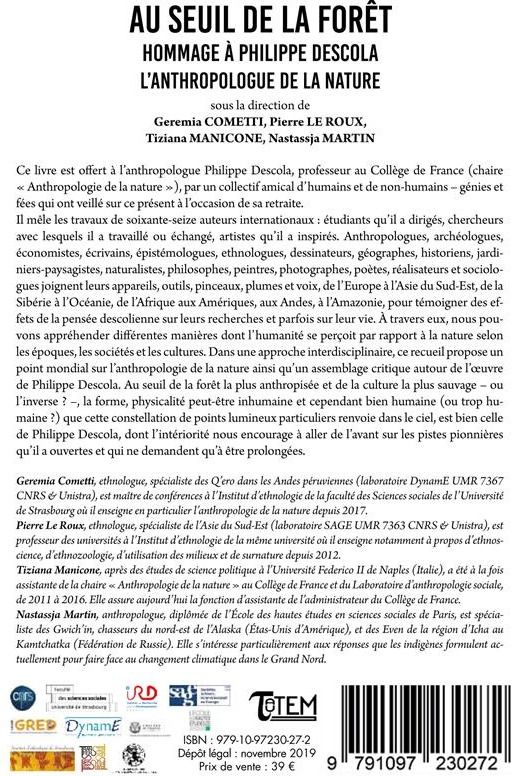 Quatrième de couverture de « AU SEUIL DE LA FORET - 979-10-97230-27-2 »