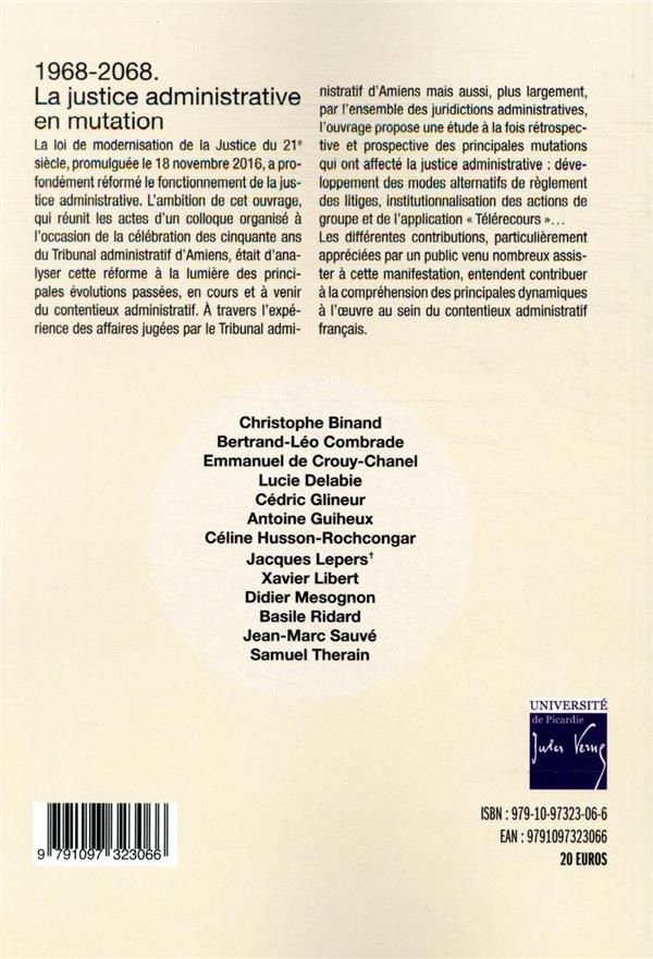 Quatrième de couverture de « 1968-2068. LA JUSTICE ADMINISTRATIVE EN MUTATION »