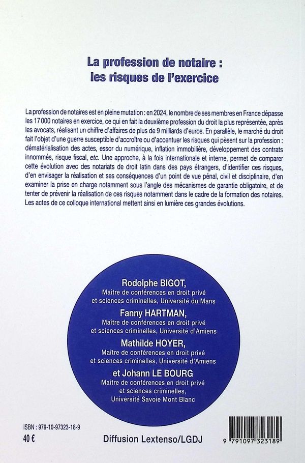 Quatrième de couverture de « La profession de notaire : les risques de l'exercice »