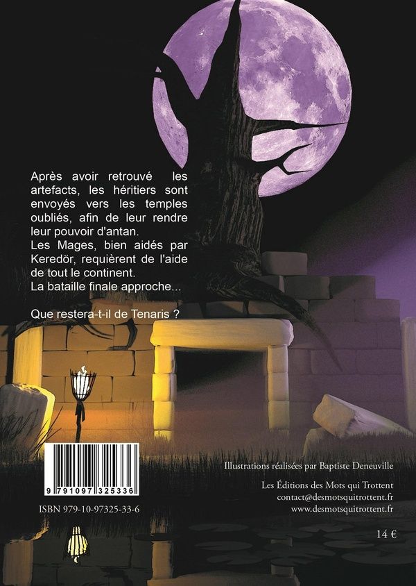 Quatrième de couverture de « LA LEGENDE DE TENARIS - LE SEPTIEME MAGE ET LES TEMPLES OUBLIES »