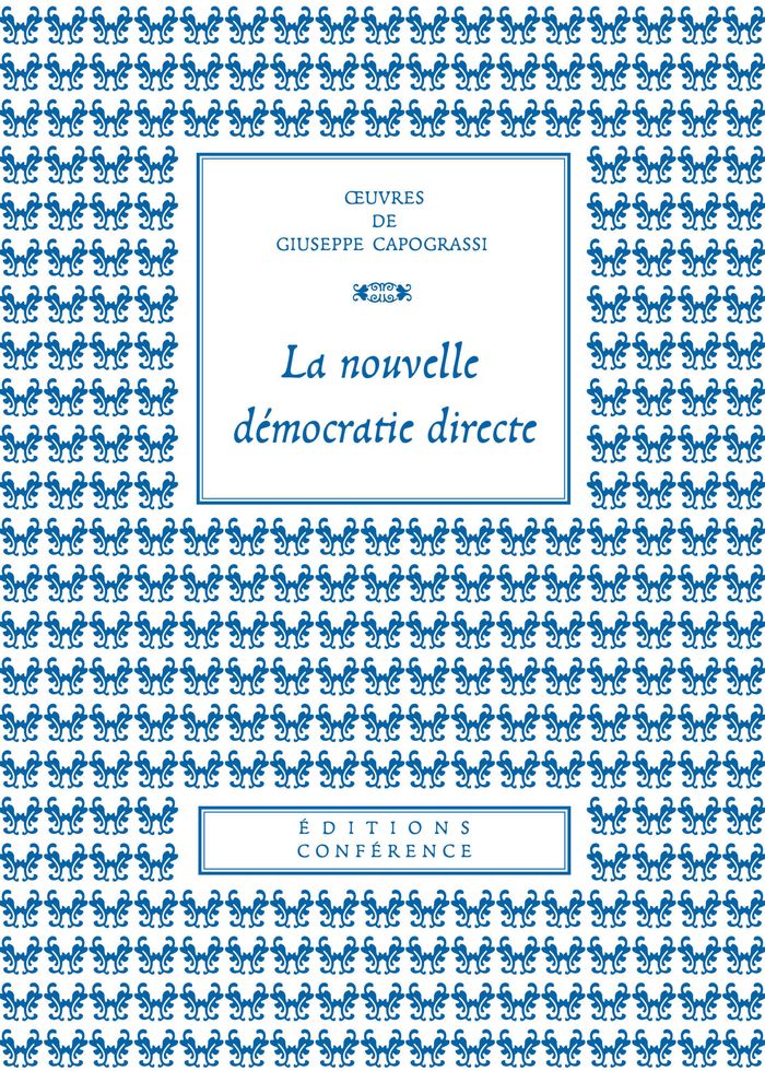 Couverture du livre « La nouvelle démocratie directe » de Giuseppe Capograssi, librairie Les Contes Infusés à Corte