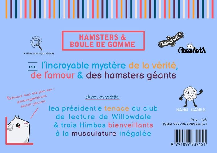 Quatrième de couverture de « HAMSTER ET BOULE DE GOMME »