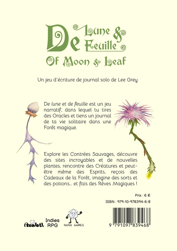 Quatrième de couverture de « DE LUNE ET DE FEUILLE »