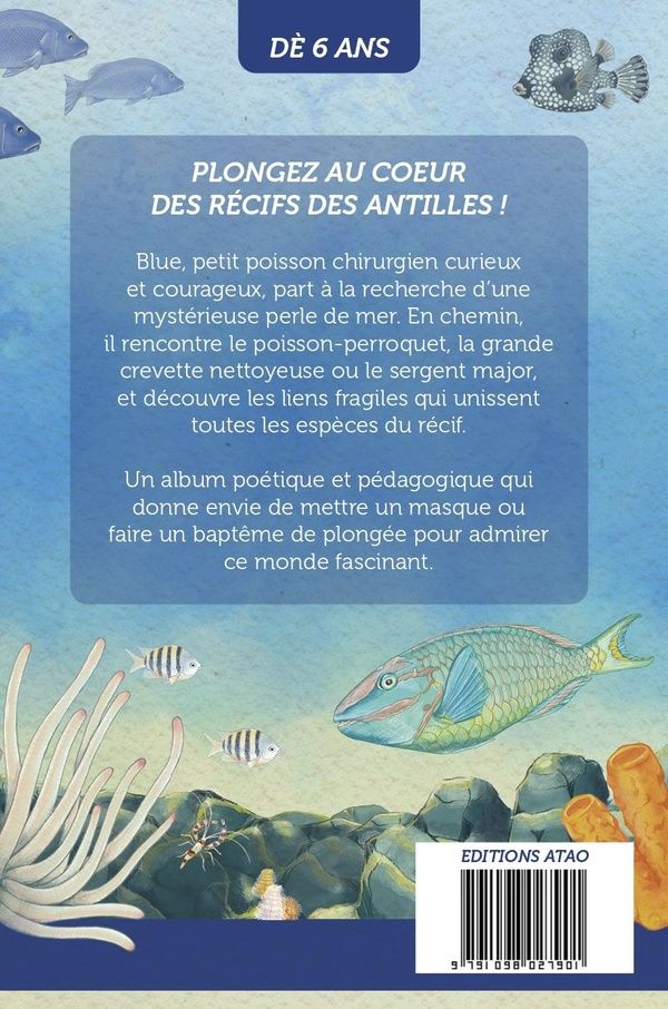 Quatrième de couverture de « BLUE, EXPLORATEUR DES RECIFS DES ANTILLES »