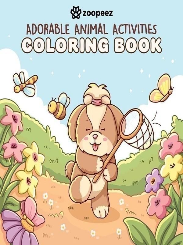 Couverture du livre « ADORABLE ANIMAL ACTIVITIES COLORING BOOK - A BOLD & EASY COLORING BOOK WITH CUTE ANIMAL FRIENDS FOR » de Zoopeez, librairie Les Contes Infusés à Corte