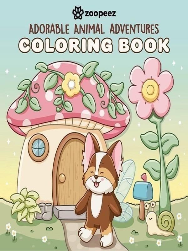 Couverture du livre « ADORABLE ANIMAL ADVENTURES COLORING BOOK - A BOLD & EASY COLORING BOOK WITH CUTE ANIMAL FRIENDS FOR » de Zoopeez, librairie Les Contes Infusés à Corte
