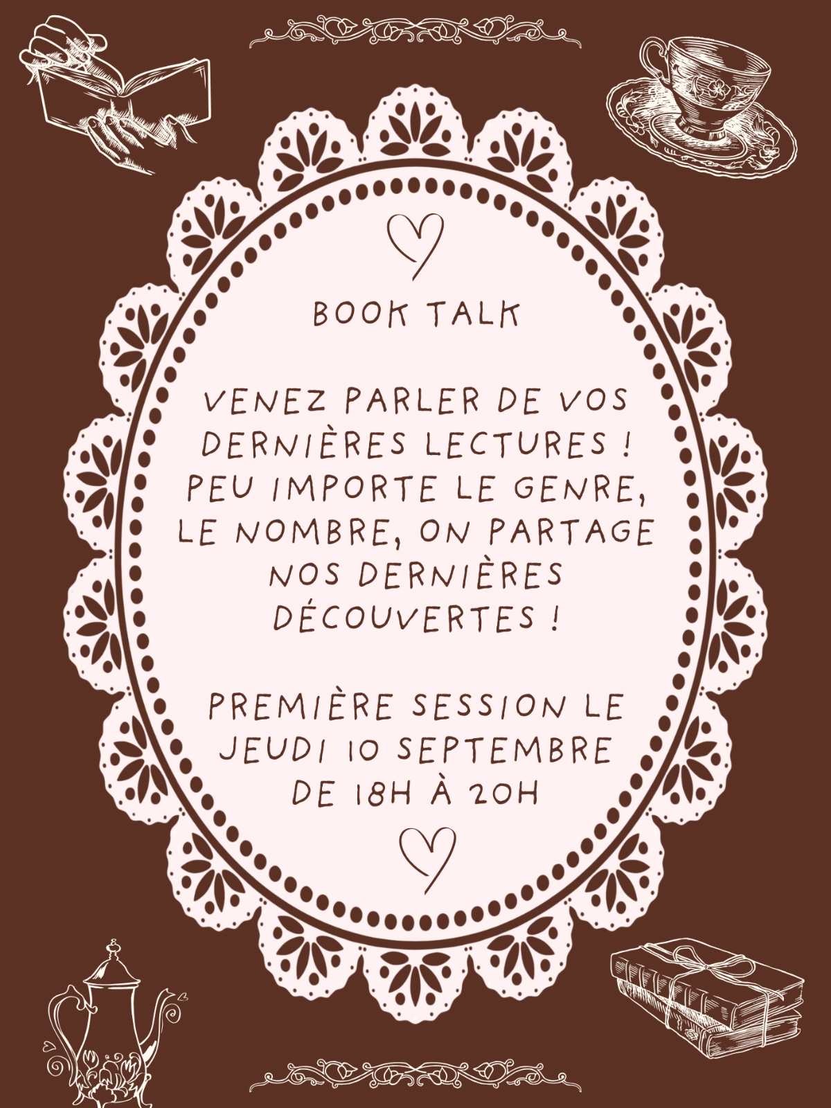 Book Club Book Talk, événement littéraire à Les Contes Infusés, Corte