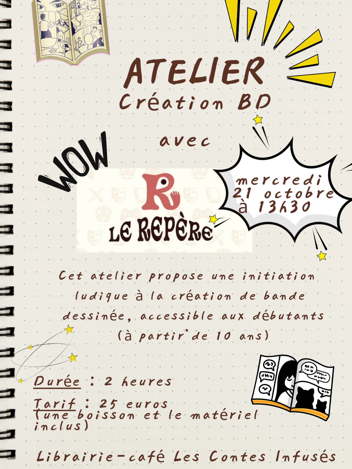 MINI-ATELIER BD – Stage, événement littéraire à Les Contes Infusés, Corte